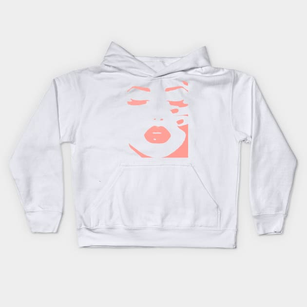 Girls face lips and eyelashes silhouette Kids Hoodie by JulyPrints